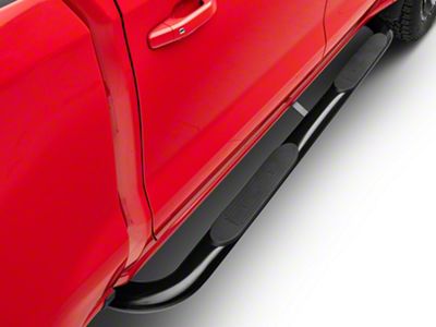 RedRock 4-Inch Oval Bent End Side Step Bars; Black (19-23 Silverado 1500 Crew Cab)