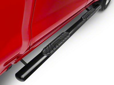 Barricade 4-Inch Oval Straight End Side Step Bars; Black (19-23 Silverado 1500 Crew Cab)