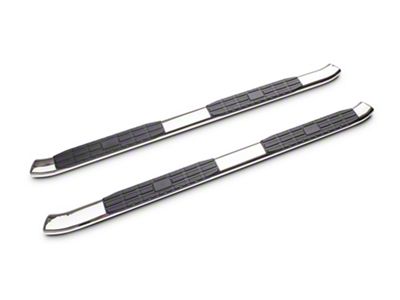 Barricade 5-Inch Oval Bent End Side Step Bars; Stainless Steel (20-23 Silverado 3500 HD Double Cab)