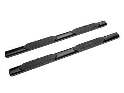 Barricade 5-Inch Oval Straight End Side Step Bars; Black (20-23 Silverado 3500 HD Double Cab)