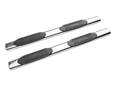 RedRock 6-Inch Oval Straight End Side Step Bars; Stainless Steel (20-23 Silverado 2500 HD Double Cab)