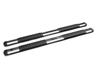 Barricade Saber 5-Inch Aluminum Side Step Bars; Stainless Cover Plates (20-23 Silverado 3500 HD Double Cab)