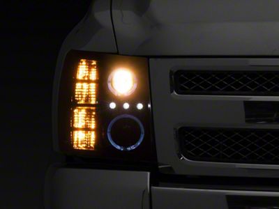 Raxiom LED Halo Projector Headlights; Black Housing; Clear Lens (07-13 Silverado 1500)