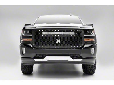 T-REX Grilles Laser Torch Series Upper Replacement Grille with 30-Inch LED Light Bar; Black (16-18 Silverado 1500)