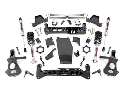 Rough Country 7-Inch Knuckle Suspension Lift Kit with Lifted Struts and V2 Monotube Shocks (14-18 4WD Sierra 1500 w/ Stock Cast Steel Control Arms, Excluding Denali)