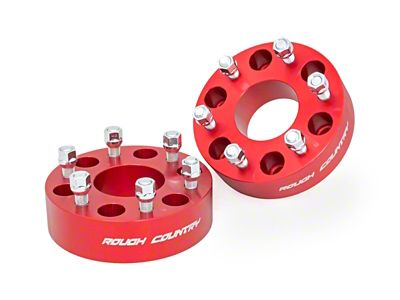 Rough Country 2-Inch Wheel Spacers; Anodized Red (07-23 Yukon)