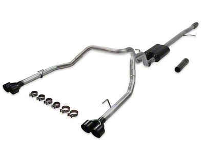 Flowmaster American Thunder Dual Exhaust System with Quad Black Tips; Rear Exit (19-21 5.3L Sierra w/ Factory Dual Exhaust)
