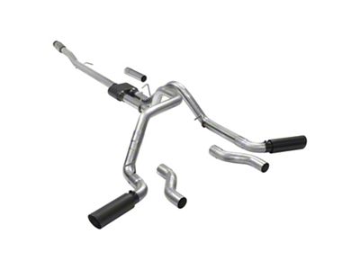 Flowmaster Outlaw Dual Exhaust System with Black Tips; Side/Rear Exit (19-23 5.3L Silverado 1500 w/o Factory Dual Exhaust)