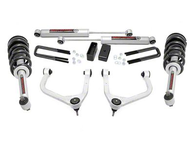 Rough Country 3.50-Inch Forged Upper Control Arm Suspension Lift Kit with N3 Struts and Premium N3 Shocks (19-23 4.3L, 5.3L, 6.2L Silverado 1500 w/ Rear Multi-Leaf Pack Springs, Excluding Trail Boss & ZR2)