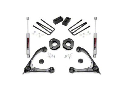 Rough Country 3.50-Inch Suspension Lift Kit with Upper Control Arms and Premium N3 Shocks (07-18 2WD Silverado)