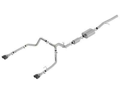 Borla S-Type Dual Exhaust System with Quad Black Chrome; Rear Exit (19-23 6.2L Sierra 1500 w/o Factory Dual Exhaust)
