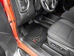 Rough Country Heavy Duty Front and Rear Floor Mats; Black (19-23 Sierra 1500 Crew Cab w/ Front Bench Seat)