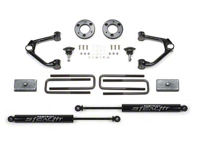 Fabtech 1.50-Inch Ball Joint Upper Control Arm Lift Kit with Stealth Shocks (19-23 Sierra 1500 AT4, Excluding Diesel)