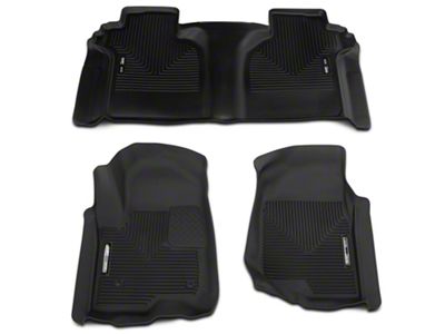 Husky Liners WeatherBeater Front and Second Seat Floor Liners; Black (19-23 Sierra 1500 Crew Cab w/ Rear Underseat Storage)