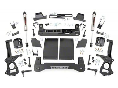 Rough Country 6-Inch Suspension Lift Kit with Strut Spacers and V2 Monotube Shocks (19-23 2.7L, 3.0L Duramax Silverado 1500 w/ Rear Multi-Leaf Pack Springs, Excluding Trail Boss & ZR2)