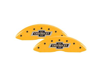 MGP Yellow Caliper Covers with 100 Anniversary Logo; Front and Rear (14-18 Silverado 1500)