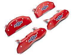 MGP Red Caliper Covers with 100 Anniversary Logo; Front and Rear (19-23 Silverado 1500)
