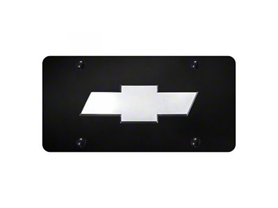 Chevy Logo License Plate; Chrome on Black (Universal; Some Adaptation May Be Required)