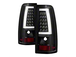Version 3 Light Bar LED Tail Lights; Black Housing; Clear Lens (99-06 Sierra 1500 Fleetside)