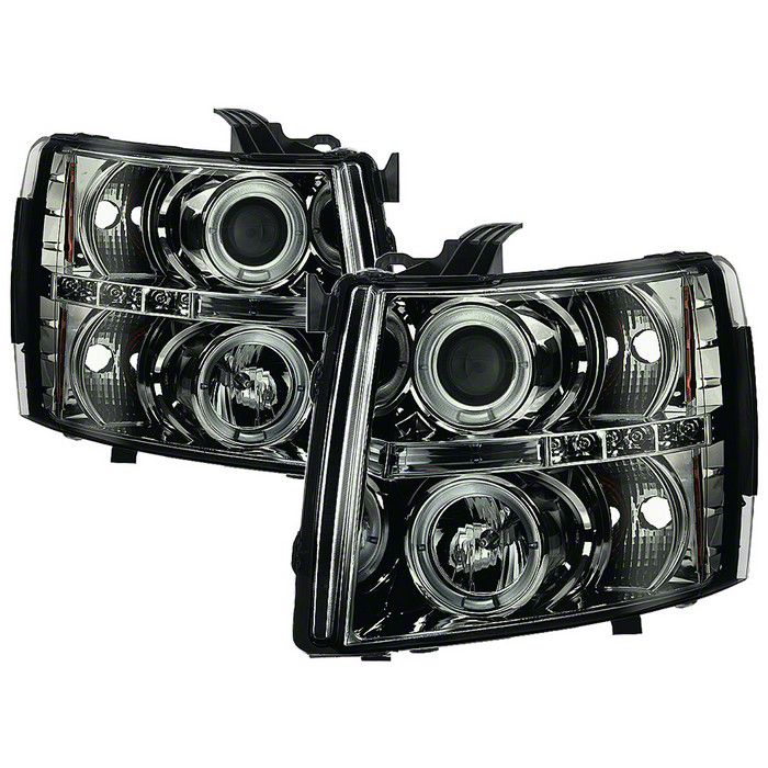 Silverado 1500 Signature Series LED Halo Projector Headlights; Chrome