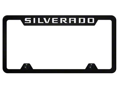 Silverado Laser Etched License Plate Frame; Black (Universal; Some Adaptation May Be Required)