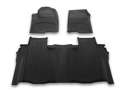 Weathertech Front and Rear Floor Liner HP; Black (19-23 Silverado 1500 Crew Cab w/ Front Bucket Seats & Rear Underseat Storage)