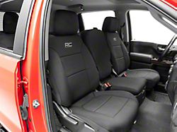 Rough Country Neoprene Front and Rear Seat Covers; Black (19-23 Sierra 1500 Crew Cab w/ Rear Cup Holder)