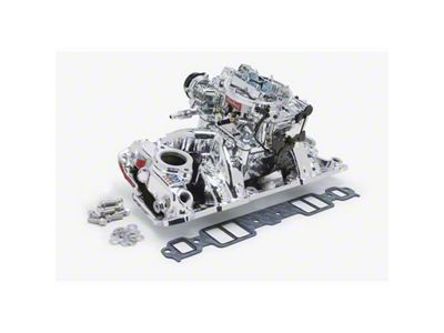 Edelbrock Performer Series Single-Quad Intake Manifold and Carburetor Kit for Small-Block Chevy with Vortec Heads (07-19 6.0L Sierra 2500 HD)