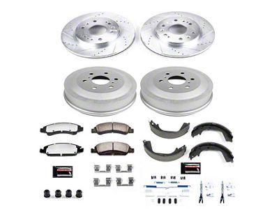 PowerStop Z36 Extreme Truck and Tow 6-Lug Brake Rotor and Pad Kit; Front and Rear (09-13 Sierra 1500 w/ Rear Drum Brakes)