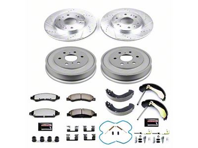 PowerStop Z36 Extreme Truck and Tow 6-Lug Brake Rotor, Drum and Pad Kit; Front and Rear (05-06 Sierra 1500 w/ Rear Drum Brakes)