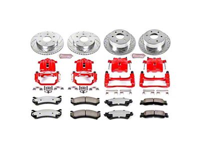 PowerStop Z36 Extreme Truck and Tow 6-Lug Brake Rotor, Pad and Caliper Kit; Front and Rear (99-02 Silverado 1500 w/ Single Piston Rear Calipers)