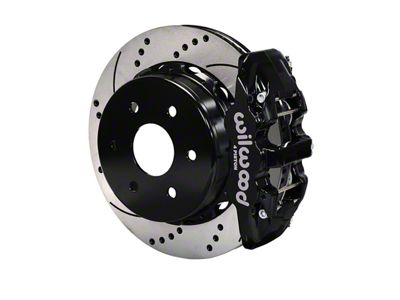 Wilwood AERO4 Rear Big Brake Kit with 14.25-Inch Drilled and Slotted Rotors; Black Calipers (99-06 Silverado 1500)