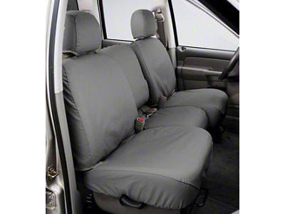 Covercraft Seat Saver Polycotton Custom Front Row Seat Covers; Gray (20-23 Sierra 2500 HD w/ Bench Seat & Fold-Down Console w/ Lid & Under Center Seat Storage)