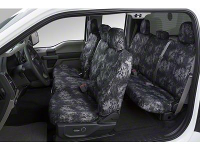 Covercraft Seat Saver Prym1 Custom Second Row Seat Cover; Blackout Camo (15-19 Silverado 2500 HD Crew Cab w/ 60/40 Split Bench Seat w/o Fold-Down Armrest)