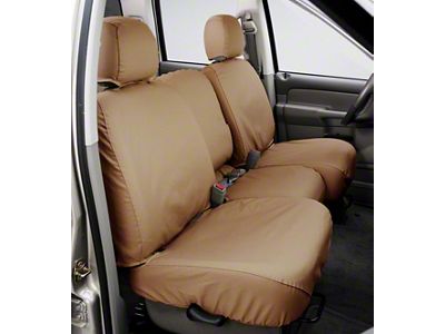 Covercraft Seat Saver Polycotton Custom Second Row Seat Cover; Tan (20-23 Sierra 2500 HD Double Cab, Crew Cab w/ 60/40 Split Cushion Bench Seat & w/o Fold-Down Armrest)