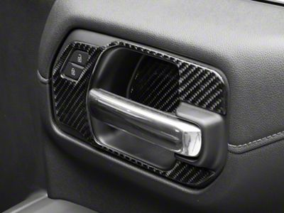 Front Door Handle Surround Accent Trim; Domed Carbon Fiber (19-23 Silverado 1500)