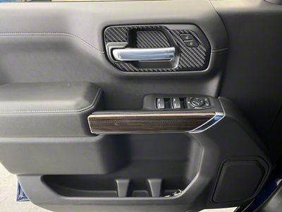 Front Door Handle Surround Accent Trim; Domed Matte Carbon Fiber (19-23 Silverado 1500)