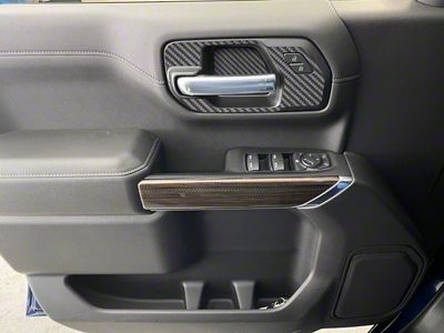 Front Door Handle Surround Accent Trim; Raw Carbon Fiber (19-23 Silverado 1500)
