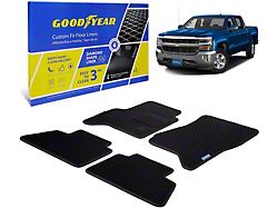 Goodyear Car Accessories Custom Fit Front and Rear Floor Liners; Black (14-18 Silverado 1500 Crew Cab)