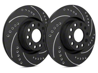 SP Performance Cross-Drilled and Slotted 6-Lug Rotors with Black Zinc Plating; Front Pair (19-23 Silverado 1500)