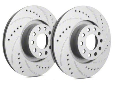 SP Performance Cross-Drilled and Slotted 6-Lug Rotors with Gray ZRC Coating; Front Pair (19-23 Sierra 1500)