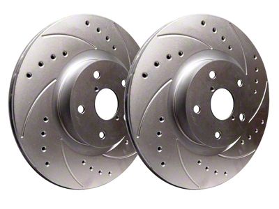 SP Performance Cross-Drilled and Slotted 6-Lug Rotors with Silver Zinc Plating; Front Pair (19-23 Sierra 1500)