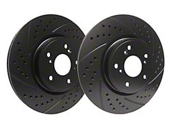 SP Performance Double Drilled and Slotted 6-Lug Rotors with Black Zinc Plating; Front Pair (19-23 Silverado 1500)