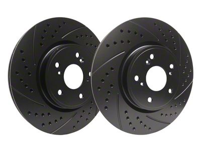 SP Performance Double Drilled and Slotted 6-Lug Rotors with Black Zinc Plating; Front Pair (19-23 Silverado 1500)