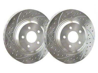 SP Performance Double Drilled and Slotted 6-Lug Rotors with Silver Zinc Plating; Rear Pair (19-23 Silverado 1500)