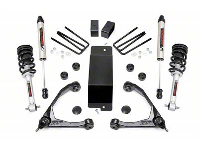 Rough Country 3.50-Inch Forged Upper Control Arm Suspension Lift Kit with Lifted Struts and V2 Monotube Shocks (07-13 4WD Silverado 1500)