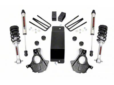 Rough Country 3.50-Inch Knuckle Suspension Lift Kit with Lifted Struts and V2 Monotube Shocks (14-18 4WD Silverado 1500 w/ Stock Cast Alumium or Stamped Steel Control Arms)