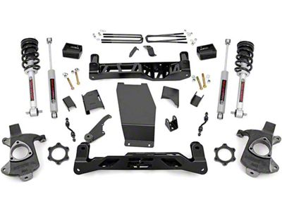 Rough Country 5-Inch Knuckle Suspension Lift Kit with Lifted Struts and Premium N3 Shocks (14-18 4WD Sierra 1500 w/ Stock Cast Alumium or Stamped Steel Control Arms, Excluding Denali)