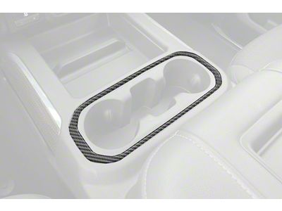Center Console Cup Holder Surround Accent Trim Only; Domed Carbon Fiber (20-23 Silverado 3500 HD)