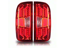 LED Tail Lights; Chrome Housing; Red Lens (15-19 Silverado 3500 HD)